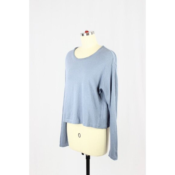 Aritzia DENIM FORUM The Kate Blue Cotton Boxy Long Sleeve Tee T-Shirt, Size M - Picture 4 of 11
